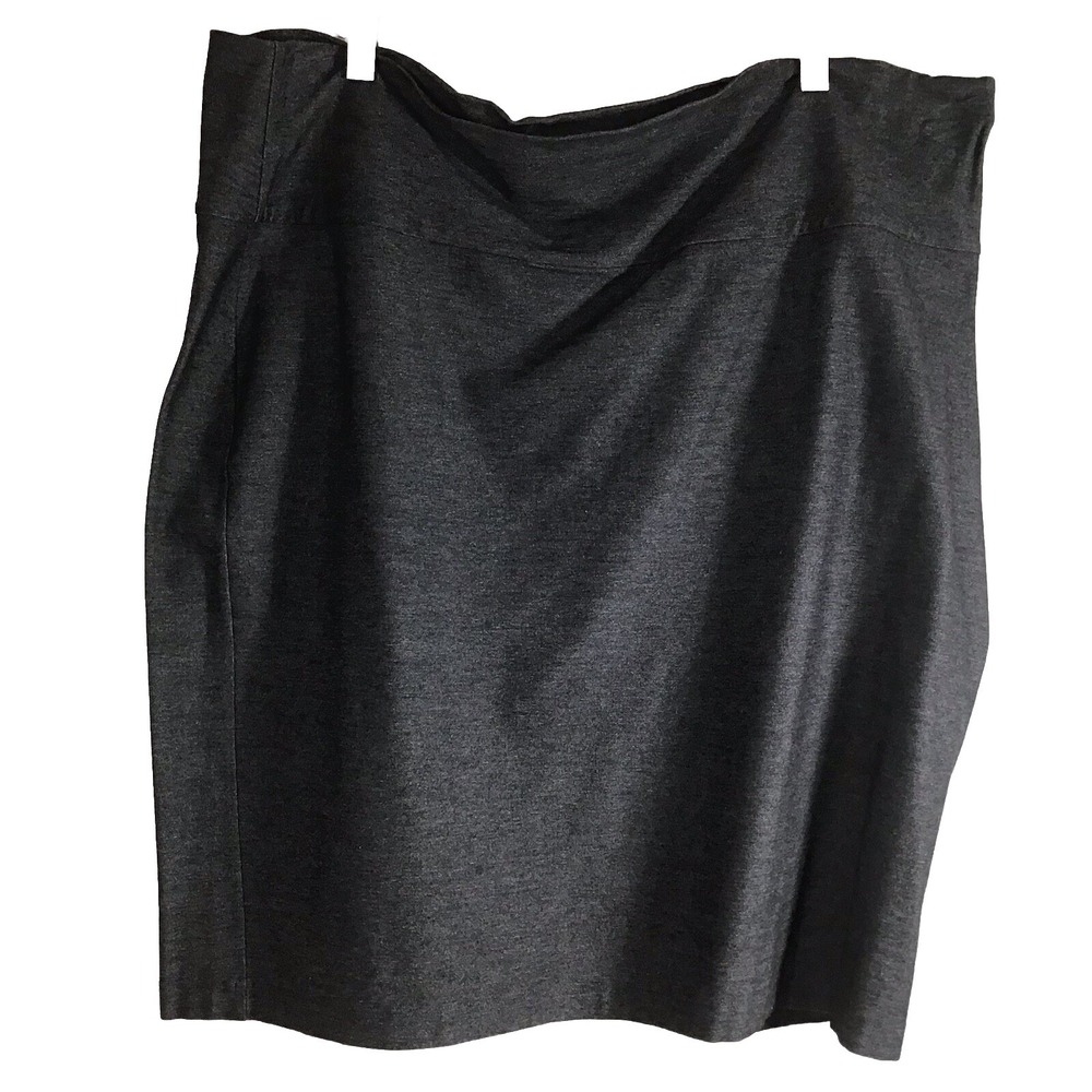 EILEEN FISHER Skirt XL Charcoal Gray Stretch Crepe Straight Knee Length Pull On